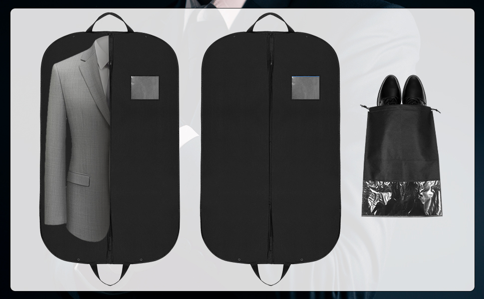 2 місткі мішки для одягу з відділенням для взуття, 120 x 60 см, мішок для одягу на блискавці, водо- та пилонепроникний, складні мішки для зберігання одягу, чохол для одягу, сорочок