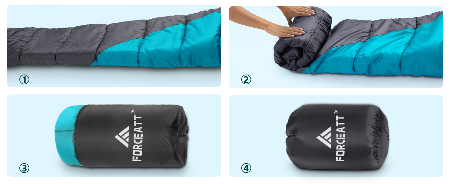 Сплячий мішок Forceatt -10°C~15°C, 4 сезони, для дорослих, водонепроникний, ультралегкий, для кемпінгу, подорожей, туризму та відпочинку. -10°C, синій