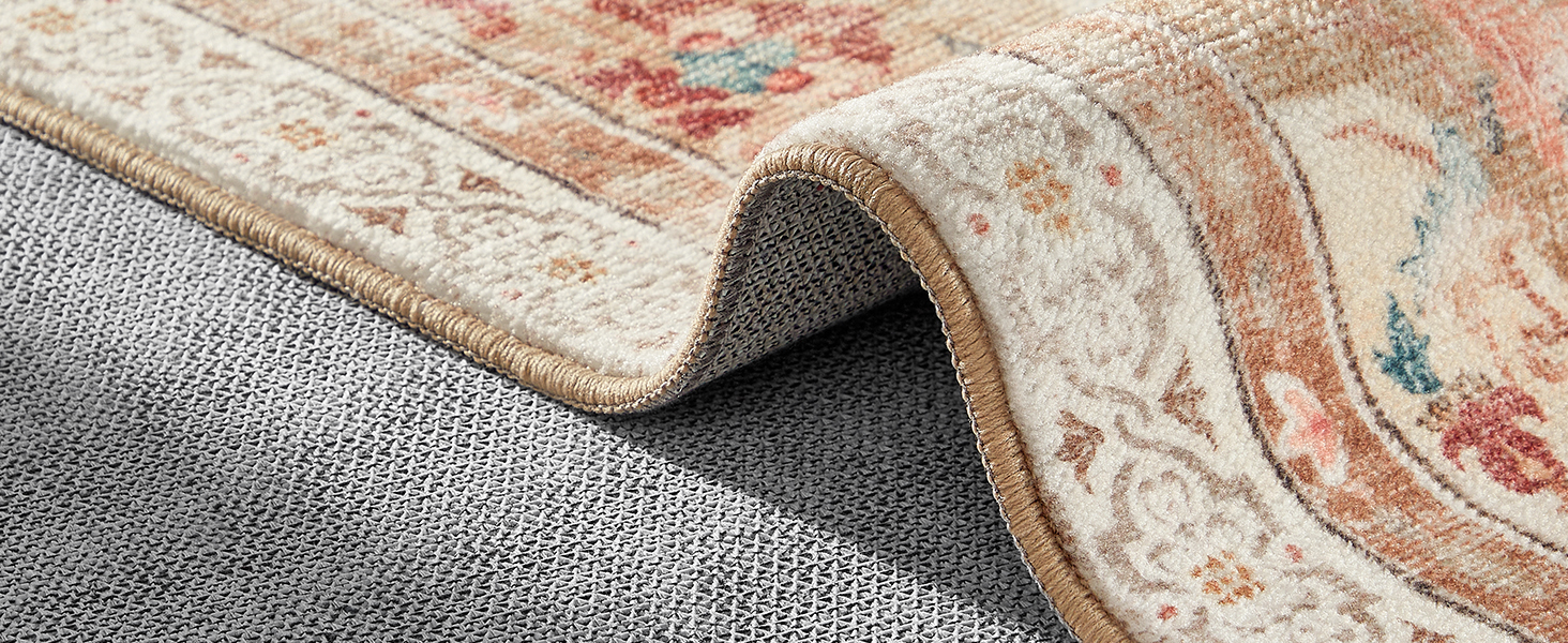 Килимок SONGMICS HOME Vintage, 120x170 см, для вітальні, спальні, кухні, коридору, їдальні, миючий, з антиковзаючим покриттям, TAR032G01 (Cappuccinobeige, 200B x 290L см)