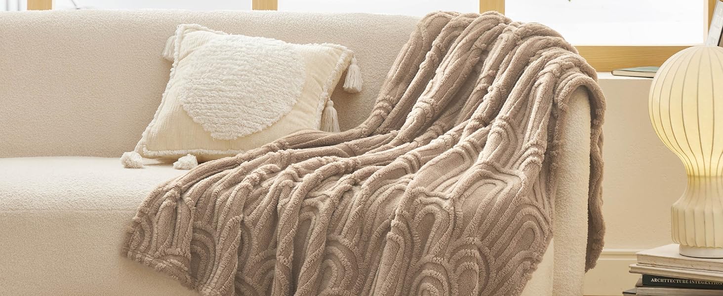 BEDSURE Плед з м'якого флісу та вовни, плед на диван, плед у шаховому стилі, теплий плед у коричневому кольорі (150 x 200 см)
