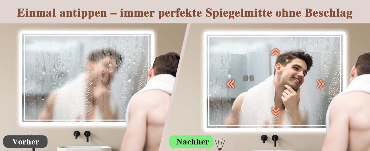 Дзеркало для ванної кімнати з підсвічуванням LED, антизапар, сенсорне управління, регулювання яскравості, 3 кольори світла, овальне, 50x70 см (Bluetooth, антизапар, 100L x 70B см)