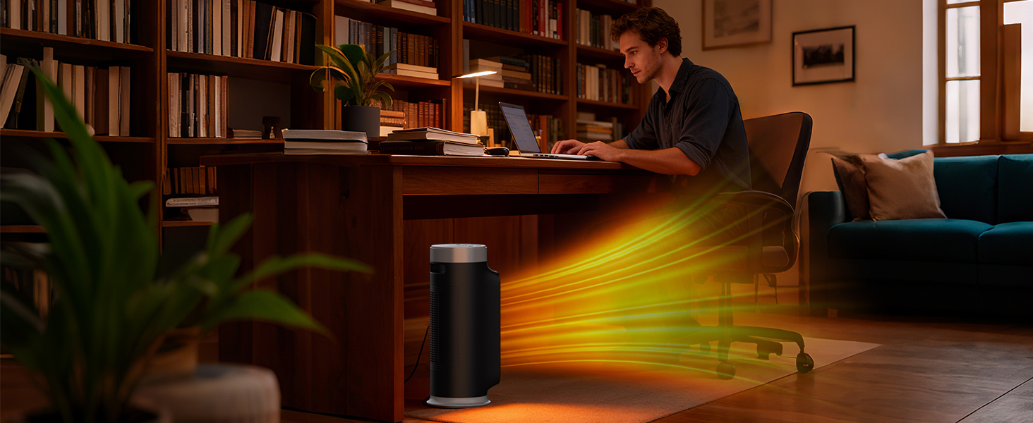 Розумний обігрівач з функцією охолодження, 1800W, WiFi, керування через додаток/Alexa/Google Assistant, для дому, офісу, спальні, чорний