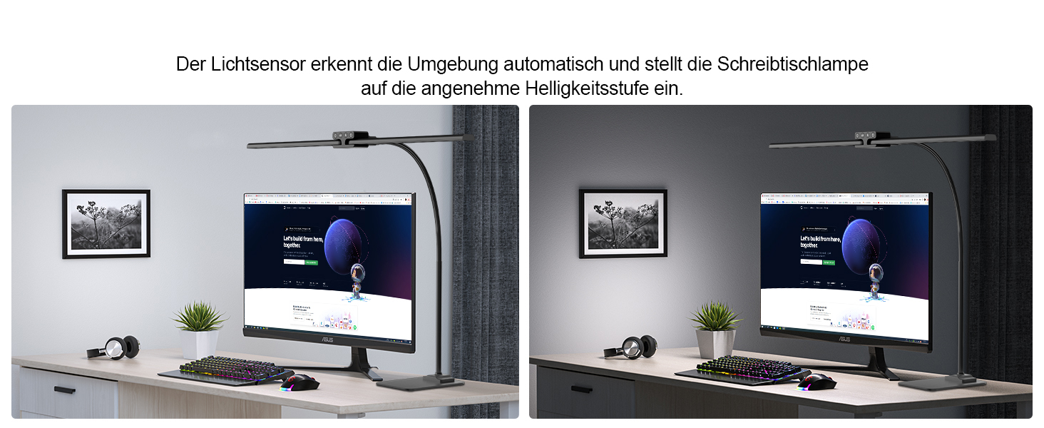 LED Desk Lamp with Adjustable Brightness, 1200 Lumens Dual Head Clamp-On for Home Office, Eye Protection Gooseneck Table Lamp, Monitor Light with 5 Color Temperature & Brightness Levels (Black Dual-Head Metal Base)