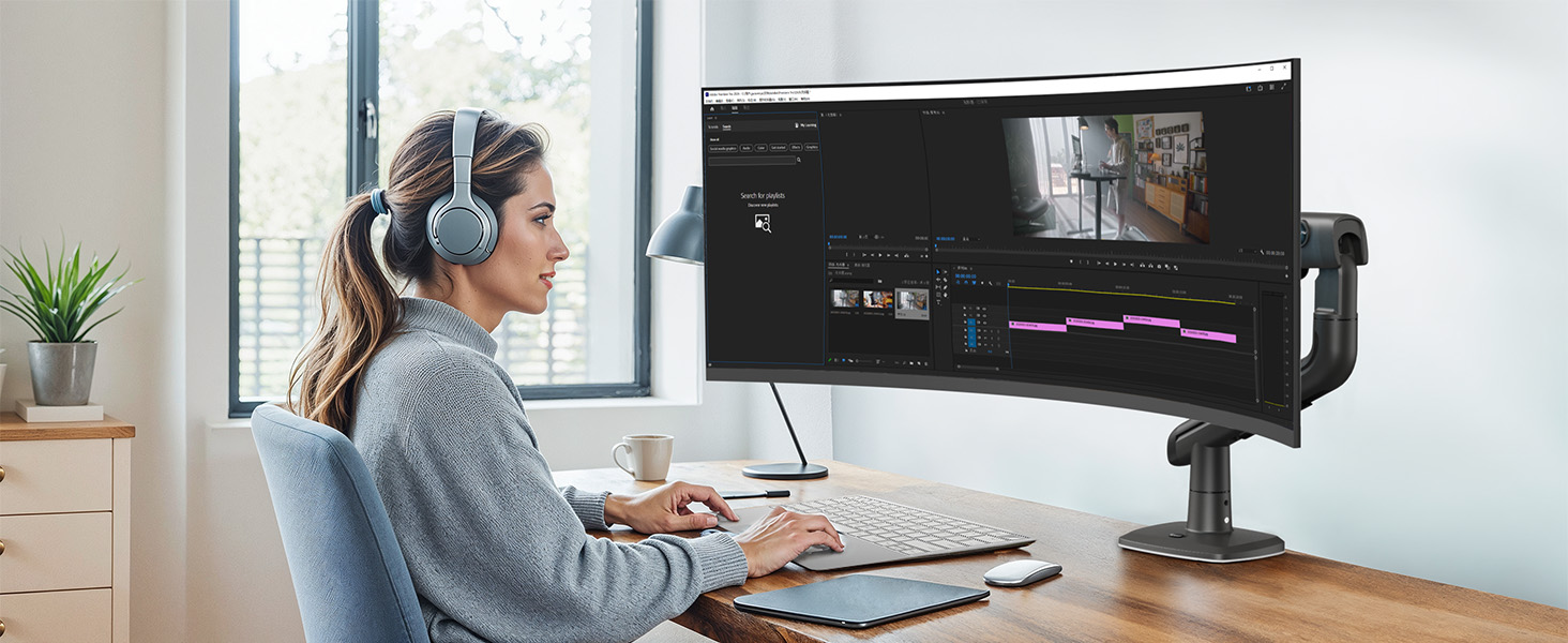 Кріплення для монітора HUANUO для Ultrawide екранів до 49 дюймів, 18 кг, регульований кронштейн, VESA 100x100mm, без RGB підсвітки