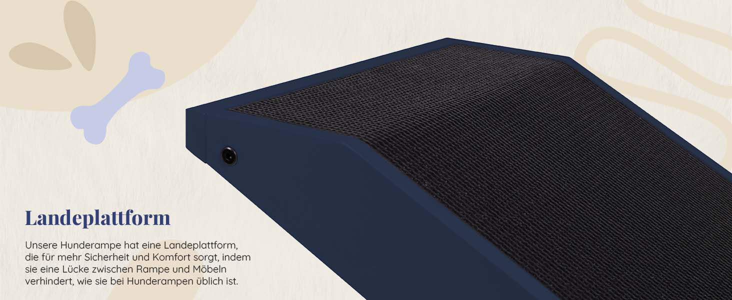 Рампа для собак Hunderampe - регульована, 18-53 см, для ліжка/дивану, з берези, антиковзаюча, чорна (темно-синя)