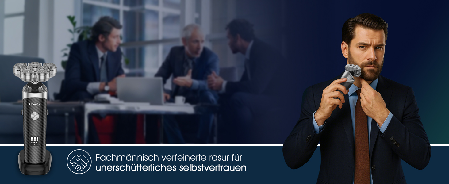 Електричний гоління для чоловіків VOYOR TX500: 5D, мокрий/сухий, бездротовий, LED дисплей, 150 хв роботи (чорний)