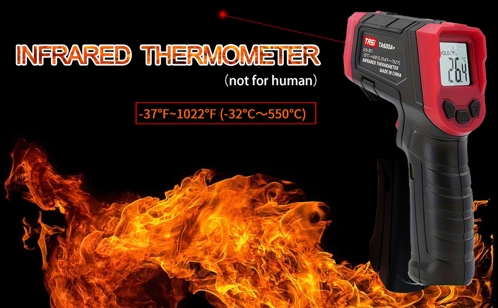 Інфрачервоний термометр лазерний, цифровий -37°F~1022°F (-32°C～550°C) - для кухні, приготування їжі, барбекю