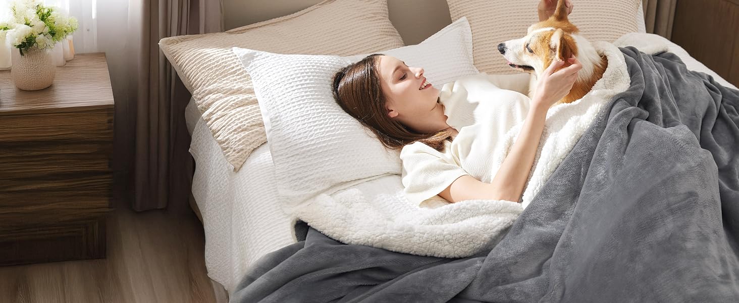 BEDSURE Плед з м'якого Sherpa, теплий вовняний плед - покривало на диван, пухнастий накид, товстий плед для дивану, подарунок для жінок, пухнастий домашній плед, сірий, 150x200 см, XL