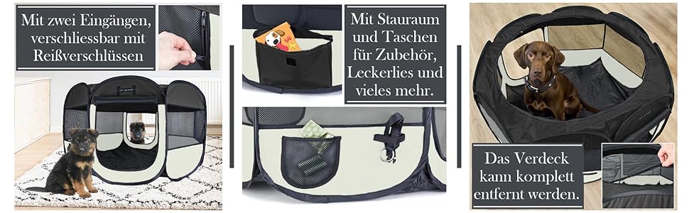 Клітка для цуценят Petigi XL, 115x115x65 см, 8-кутна, рожева (чорна), для собак, кроликів, морських свинок, котів