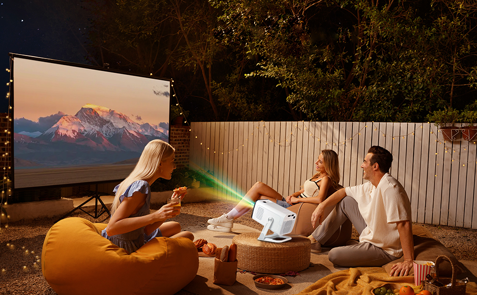 Портативний проєктор ZDSSY Beamer 4K з Wi-Fi 6 та Bluetooth 5.4: міні проєктор для домашнього кіно, автоматичне коригування та ручне фокусування, сумісний з PC/TV Stick/USB/PS5 (білий)