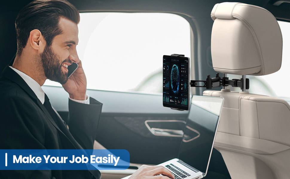 Тримач для планшета в авто, універсальний, 360° обертання, для iPad, Switch, Samsung Tab, смартфонів 4.7-13 дюймів, чорний