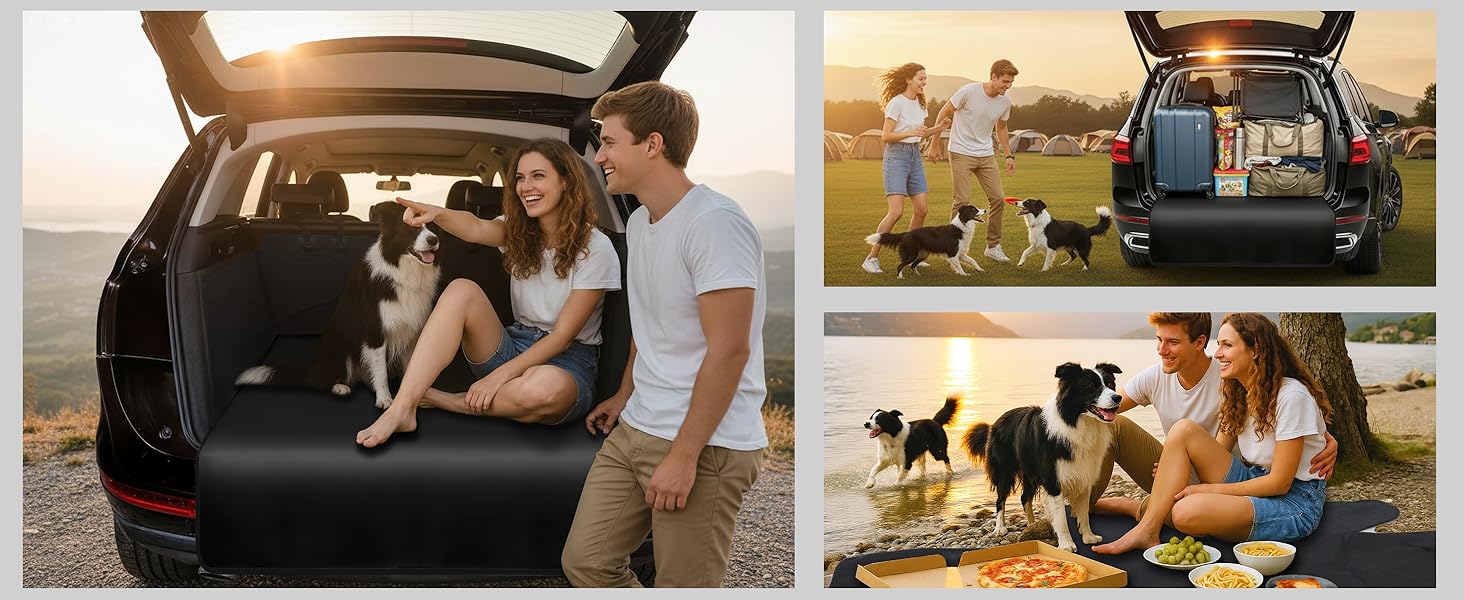 Захист для багажника автомобіля Alfheim для собак - водовідштовхуючий та легкий у догляді - універсальний. Чорний килимок для багажника з захистом краю вантажного отвору.