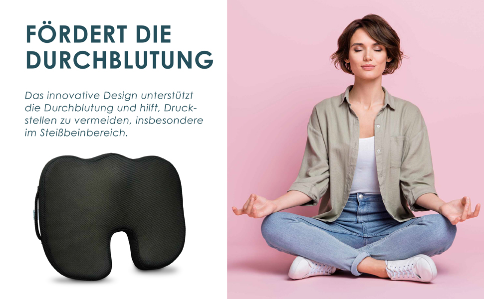 Ортопедична подушка для сидіння Nachtengel з Memory Foam (3 ступені жорсткості) для ергономічного комфорту, полегшення болю в куприку та зменшення болю – ідеально підходить для офісного крісла, автосидіння та ін. (1 шт, Medium (60-100 кг)) Чорний колір
