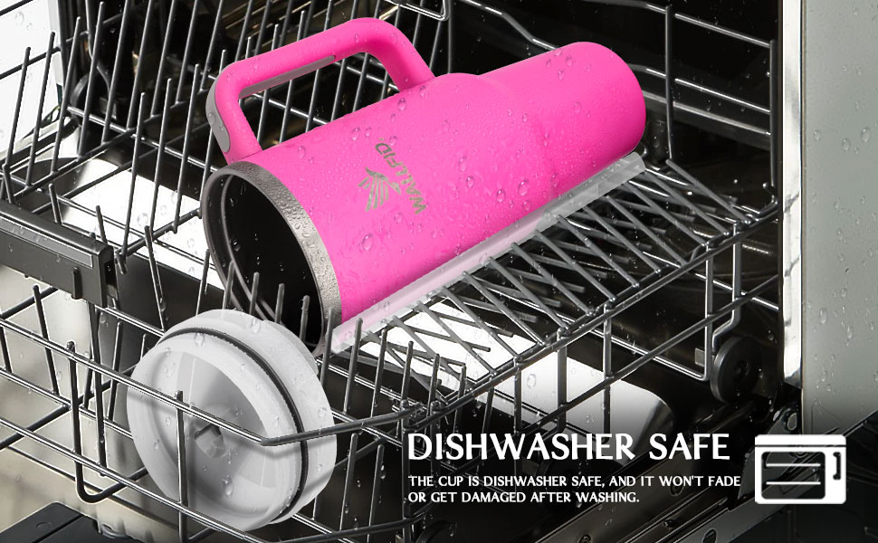 Термокружка WALLFID 40oz з нержавіючої сталі, вакуумна ізоляція, з кришкою, 3 трубочки та щітка для трубочок, для гарячих та холодних напоїв, ідеальна для кави, чаю, смузі та іншого (Рожева)