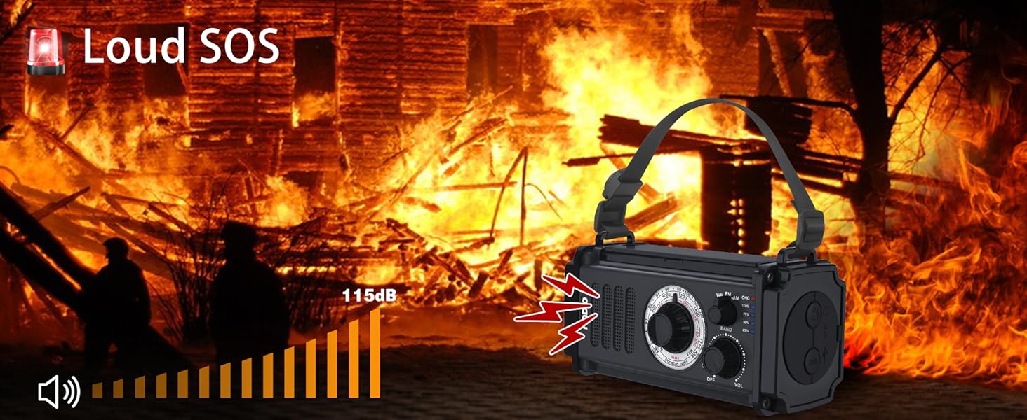 Радіо на сонячній енергії та з ручним крученням 13000mAh, AM/FM/SW, USB-зарядка, ліхтарик 800LM, компас, SOS-сигнал, чорний
