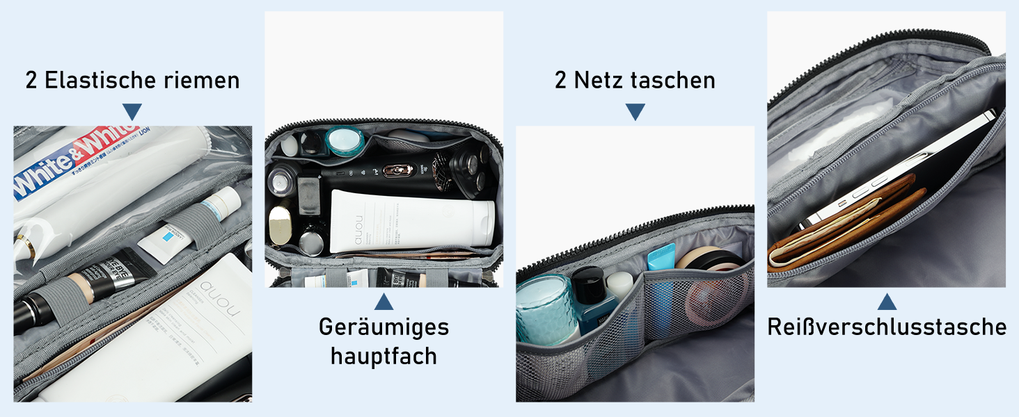 Чоловіча дорожня косметичка ECOHUB, водонепроникна, з відділенням для мокрого та сухого, двома блискавками, темно-синя, L