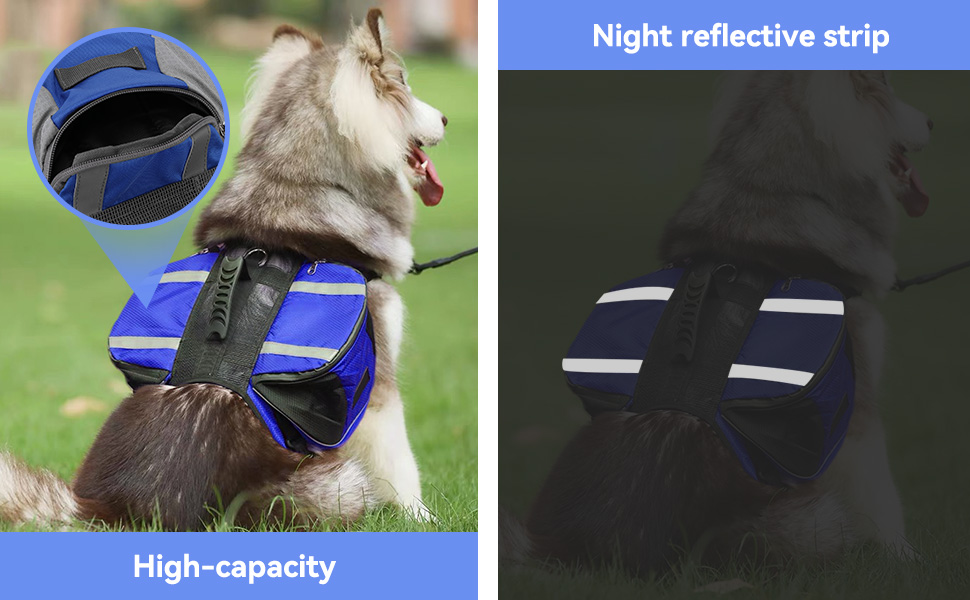 Рюкзак для собак Cyrank: набір посуду, жилет, сумка для спорядження, туристичний рюкзак для собак з світловідбиваючими смугами, жилет для собак, підходить для великих собак (S)