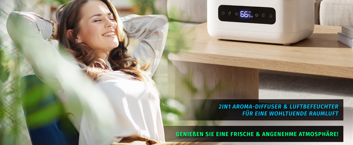 Зволожувач повітря Brandson 4 л з пульт дистанційного керування, ультразвуковий, LED-дисплей, 3 режими, аромадифузор, функція дезінфекції, нічний режим, для спальні та дитячої кімнати