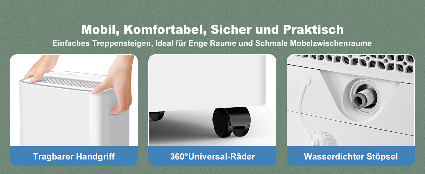 Електричний осушувач повітря 9л/24г, тихий, з дитячим замком та захистом від переливу, автоматичний перезапуск, для спальні, ванної, підвалу та пральні