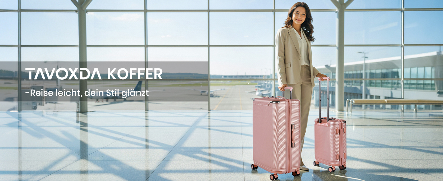 Набір валіз Tavoxda 3 шт. з TSA-замком, розкладний телескопічний ручка, великі валізи, набір для подорожей (1 шт, рожеве золото)