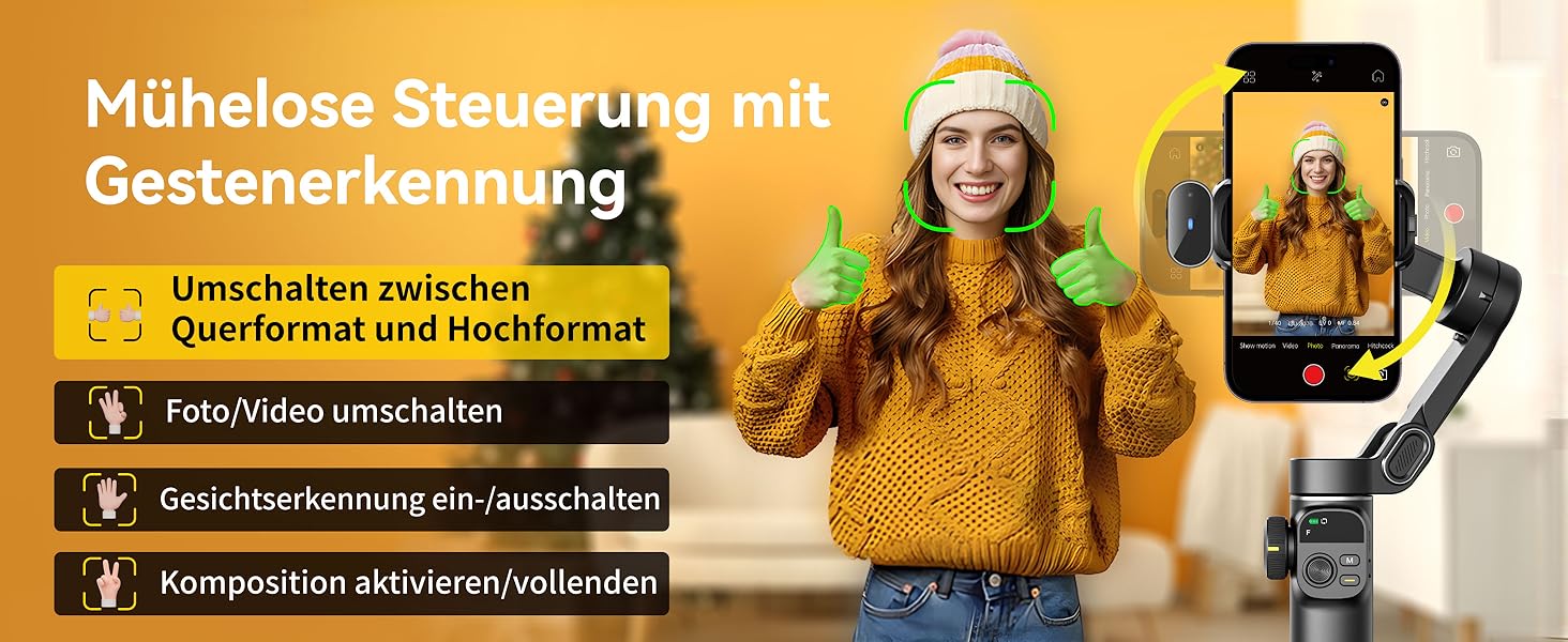 Стабілізатор Gimbal AOCHUAN для iPhone/Android з 7.8-дюймовою штангою та OLED-дисплеєм - 3-осьовий, чорний