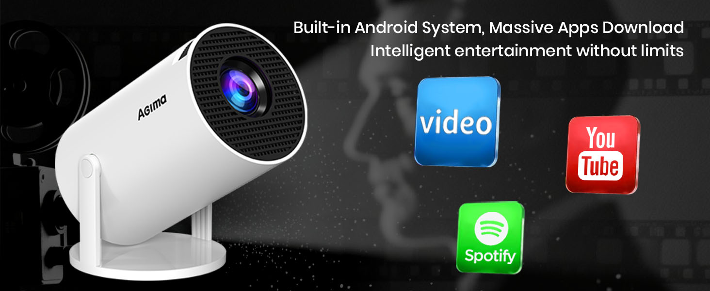 Портативний проєктор Mini Beamer 1080p з Wi-Fi та Bluetooth, сумісний з HDMI, смартфоном, USB, TV-Stick, для домашнього кінотеатру, чорний (Weiß)