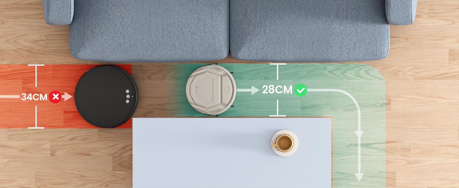 Робот-пилосос LEFANT M210P Champagnergrau: потужність 2200Pa, 120 хв роботи, Wi-Fi, для килимів, шерсті тварин та твердих підлог