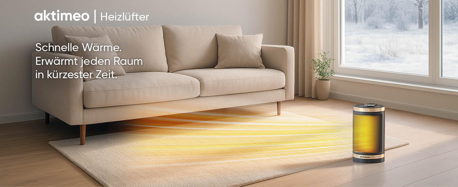 Електричний обігрівач NEU 1500W з керамічним нагрівачем, термостатом, захистом від перегріву, нахилу та для дітей, таймером 12 год, з пультом керування, золотий, Classic