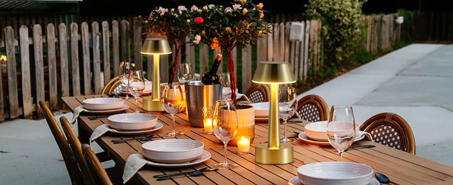 Бездротова лампа OCEST USB, акумуляторна настільна лампа для дому та саду, 3 кольори, сенсорне регулювання яскравості, золота