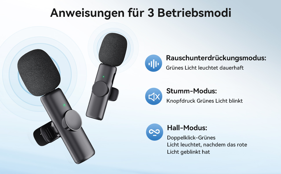 Беспроводной петличный микрофон 2 шт. для iPhone, iPad, Android, YouTube, TikTok, с шумоподавлением, Plug & Play, для видео, подкастов, черный