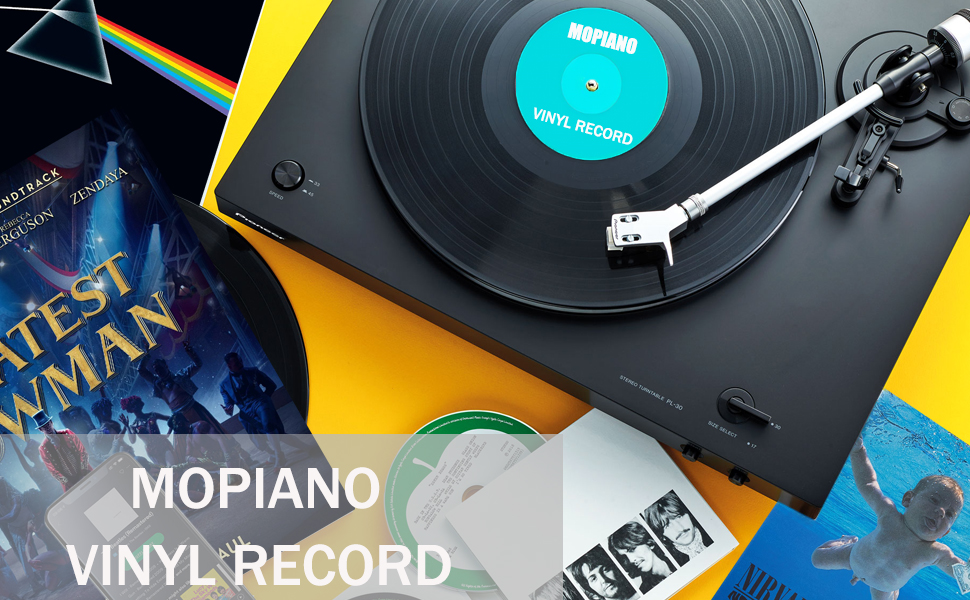 Набір для чищення вінілових платівок Mopiano: повний 4-в-1 очищувач для платівок, з м'якою замшевою щіткою, рідиною для чищення LP, щіткою для картриджів та нейлоновою щіткою