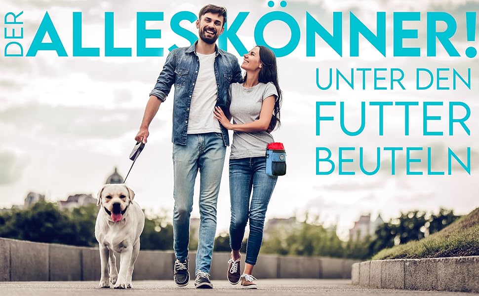 Преміум сумка для ласощів для собак HUND IST KÖNIG - універсальна, містка, з дозатором для відходів та Ebook для дресирування (Чорний, 16 x 18 x 6 см)