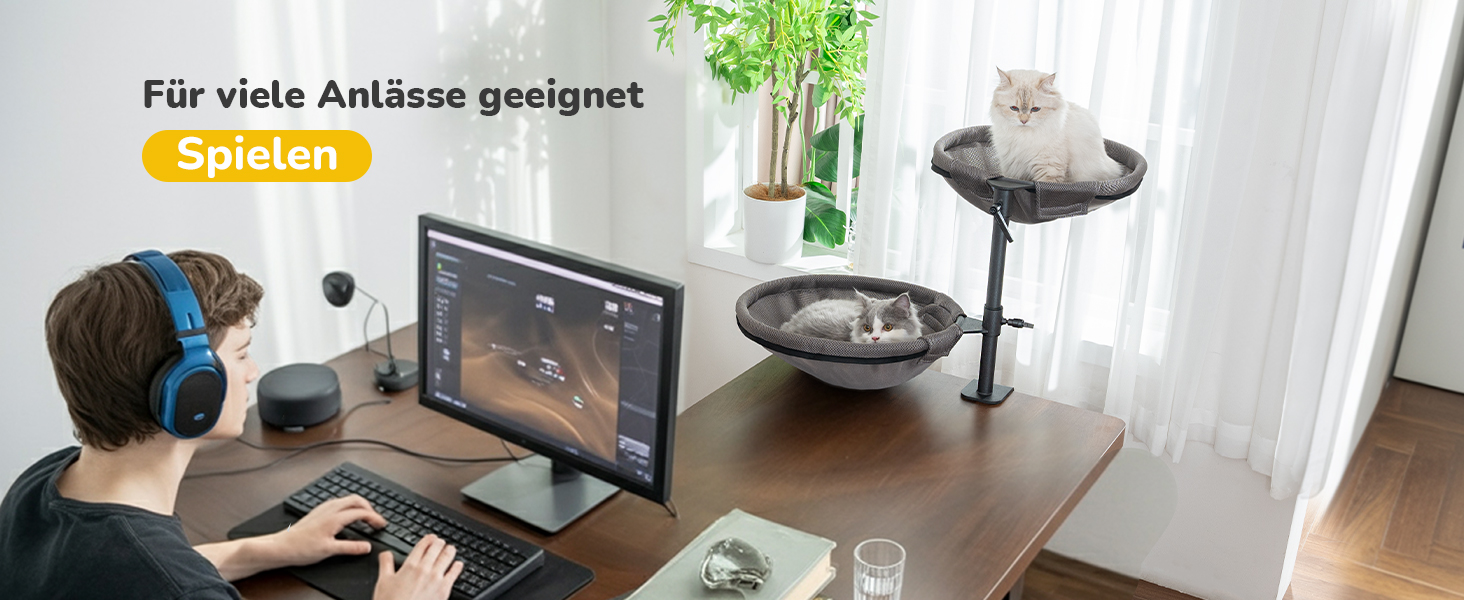 Підвісне ліжко для котів CATISM 360° обертання, лежанка, гамак, кошик для сну, підвісне ліжко для котів, 36x38 см, до 20 кг