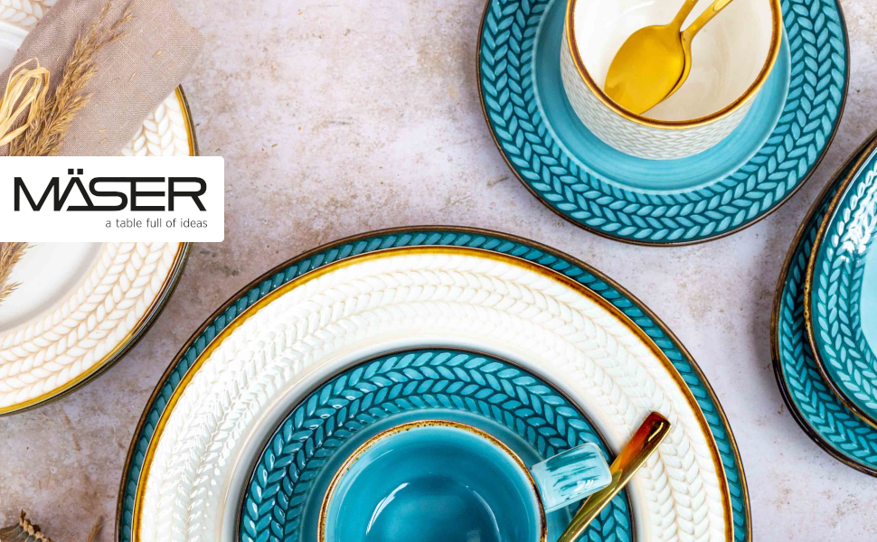 MÄSER Serie Prospero: 8-Piece Premium Tafelservice для 4 осіб (Gastronomie-Qualität), Білий, Durable Porzellan