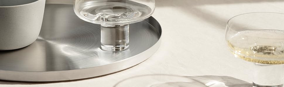 Blomus Tray -Peasy- Stainless Steel Serving Tray | Decorative Round Tray with Rim ⌀ 30cm (S, Moonbeam)