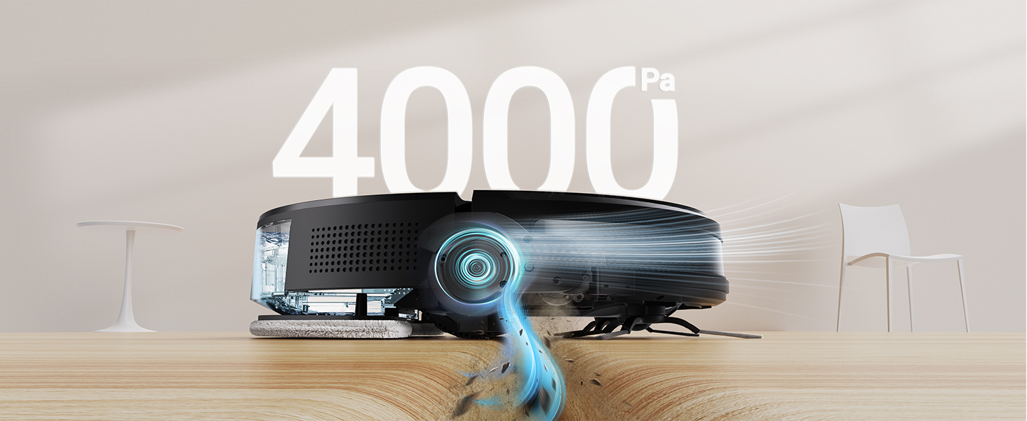 Робот-пилосос Vexilar W7 3-в-1 з функцією миття, потужність 4000Pa, 120 хв роботи, керування через додаток/пульт, для тварин, килимів та твердих поверхонь