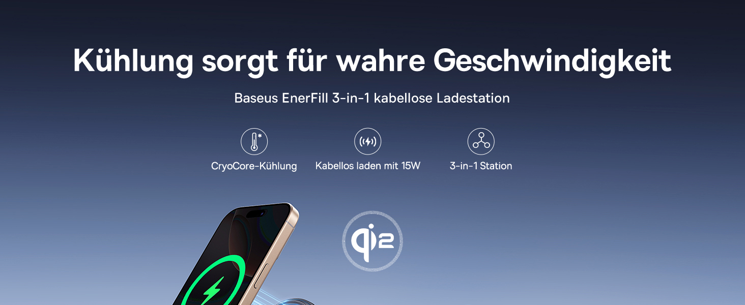 Baseus EnerFill 3-в-1 Бездротова Зарядка з Охолодженням TEC, 22.5W, для Apple Watch, iPhone 16/15/14/13/12 Pro Max, AirPods, з 45W Швидкою Зарядкою