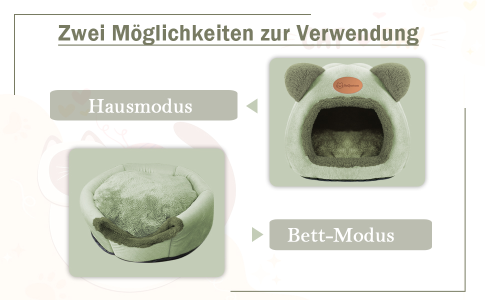 Кігтеточка-будиночок для котів: м'яке ліжко-хатинка з котячого притулку, тепле затишне місце для сну (зелене)