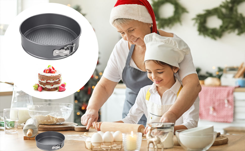 Форма для випічки SUJIBHI 20 см, вуглецева сталь з антипригарним покриттям, знімний дно, для чізкейків, брауні, тортів та випічки (1 шт.)