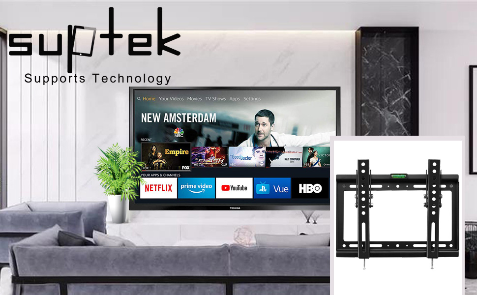 Кріплення для телевізора Suptek 32 дюйми, VESA 200x200mm, для LED/LCD/OLED телевізорів 14-32 дюймів, настінне кріплення, нахильний, до 25кг
