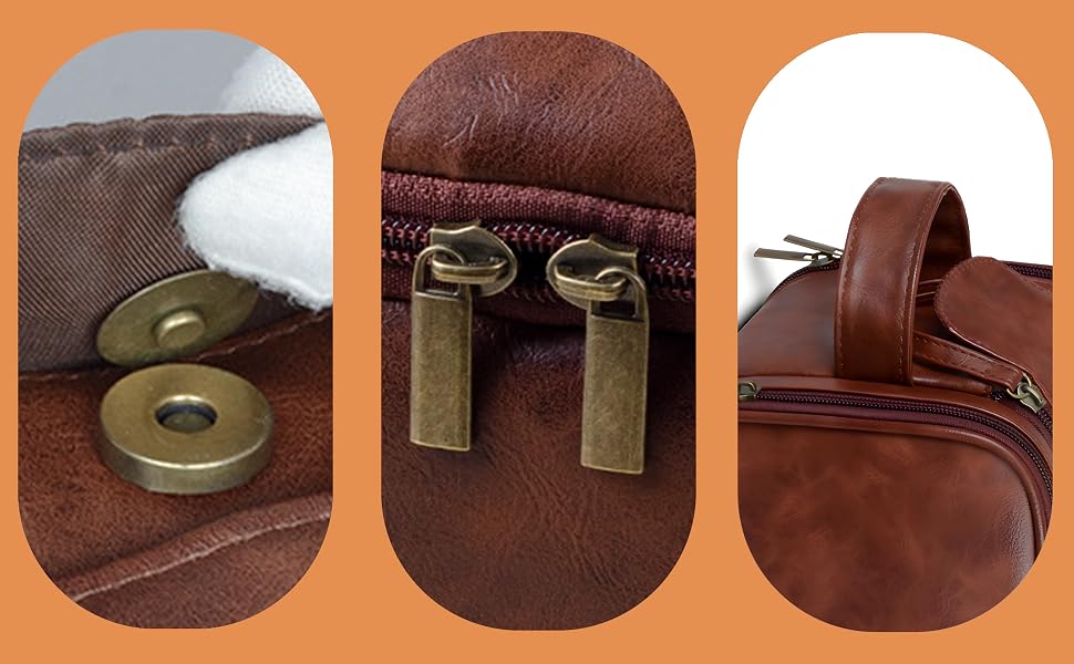 Чоловіча косметичка для подорожей з натуральної шкіри з гачком-підвісом, велика дорожня сумка для аксесуарів (Колір: жовтий кава)