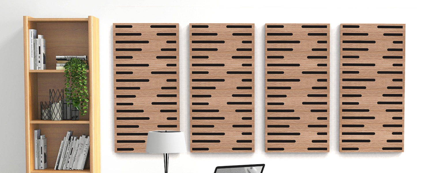 Акустичні панелі JBER для звукоізоляції стін, самоклеючі плити з імітацією горіха (4 шт), 60×30×4.5 см, тришарові декоративні панелі для студії звукозапису