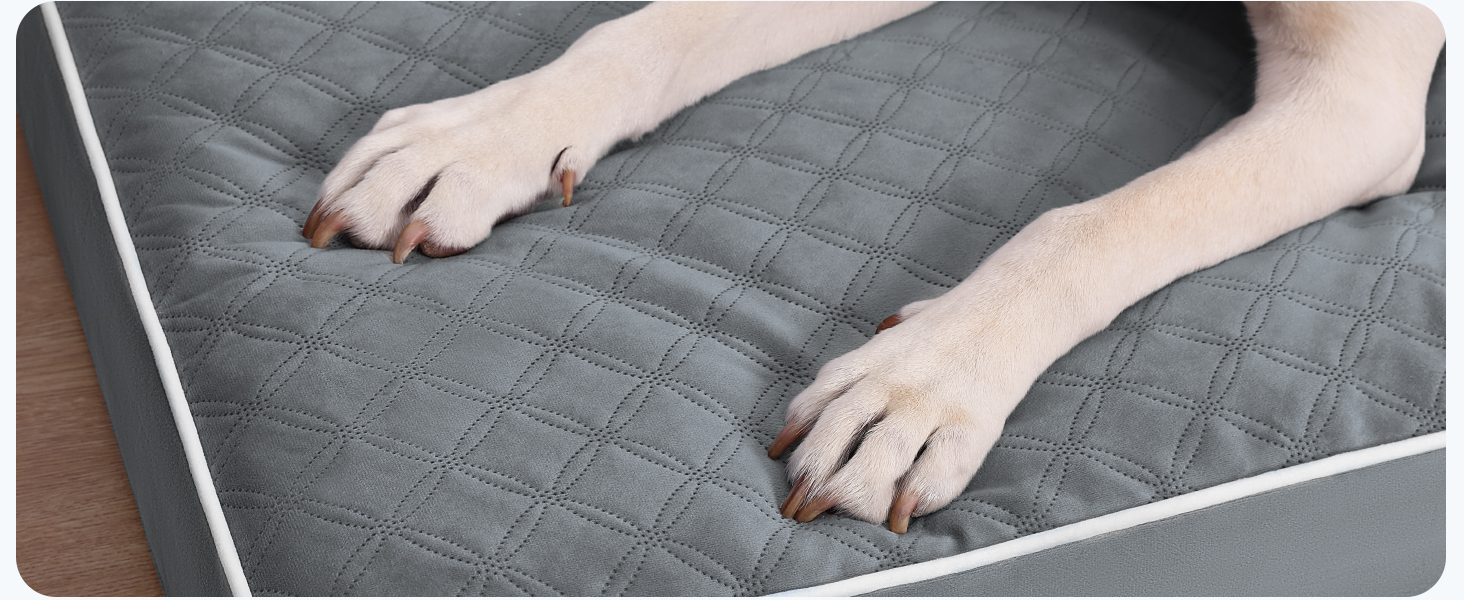 Ортопедичне ліжко для собак KSIIA, великі породи, 104x68x8 см, знімний, миється, сірий