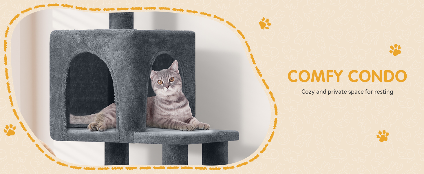 Котячий комплекс YITAHOME XXL з сизалевими стовпцями, 3 платформами, 2 хованками, гамаком, іграшками та когтеточкою, 137 см (темно-сірий)