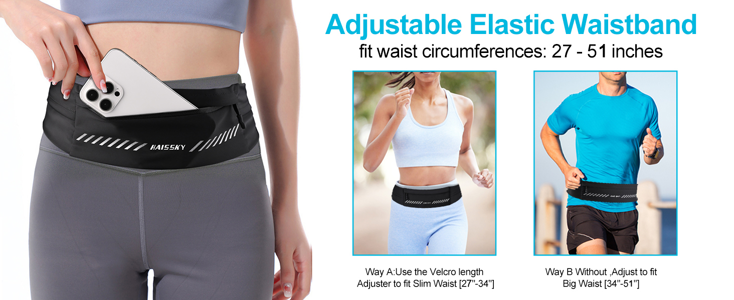 Водонепроникний поясний ремінь для телефону з 3 кишенями, спортивний пояс для бігу, бананка для чоловіків та жінок, чорний (7.0