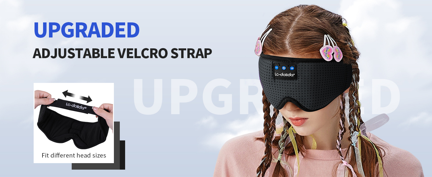 Маска для сну Dolida з Bluetooth навушниками V5.4, бавовняна, з мікрофоном, для подорожей, йоги, медитації (чорна)