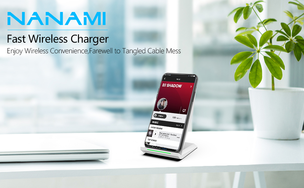 Бездротовий зарядний пристрій NANAMI Qi для iPhone 17/16/15/14/13/12 Pro/11/XS Max/XR/X/8 Plus та Samsung Galaxy S25/S24/S23, білий