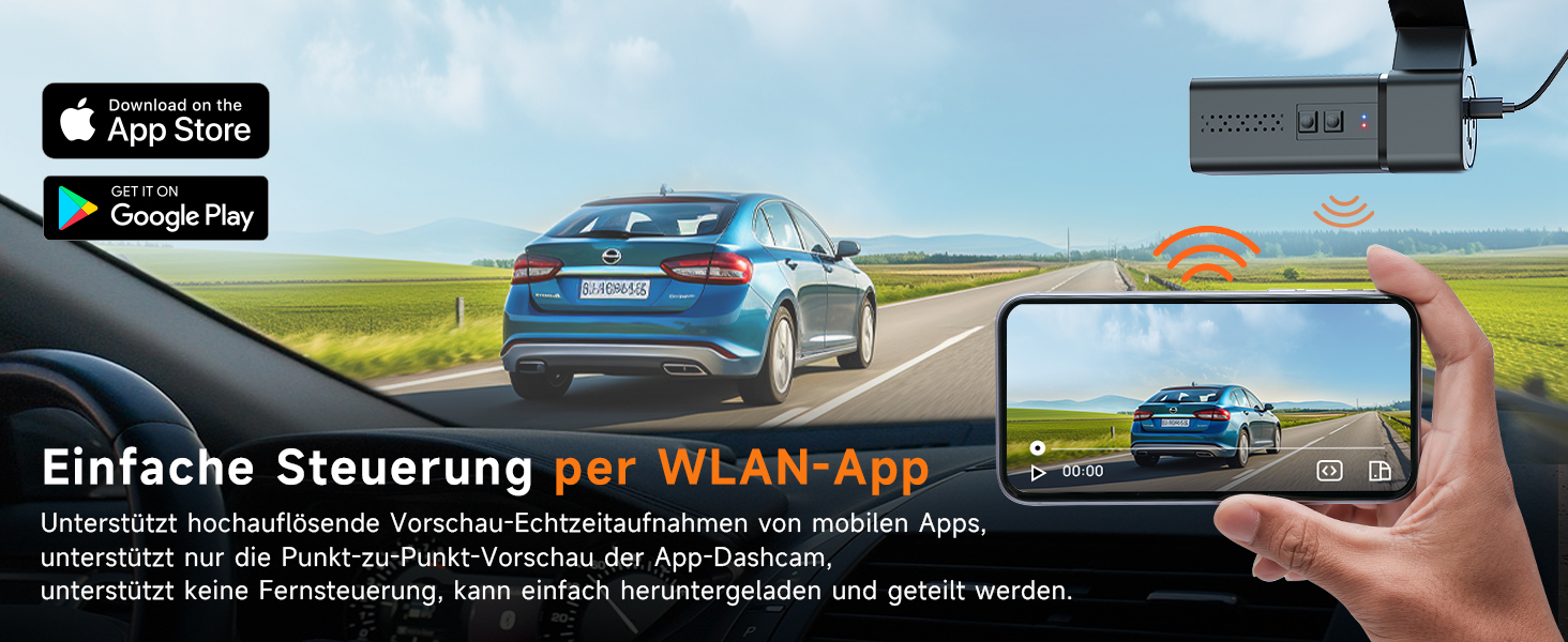 Відеореєстратор Veement Dashcam Auto Vorne 2.5K з WiFi, 1440P, 32GB SD, ParkWatch, Нічне Бачення, G-Sensor, Loop, APP, Чорний