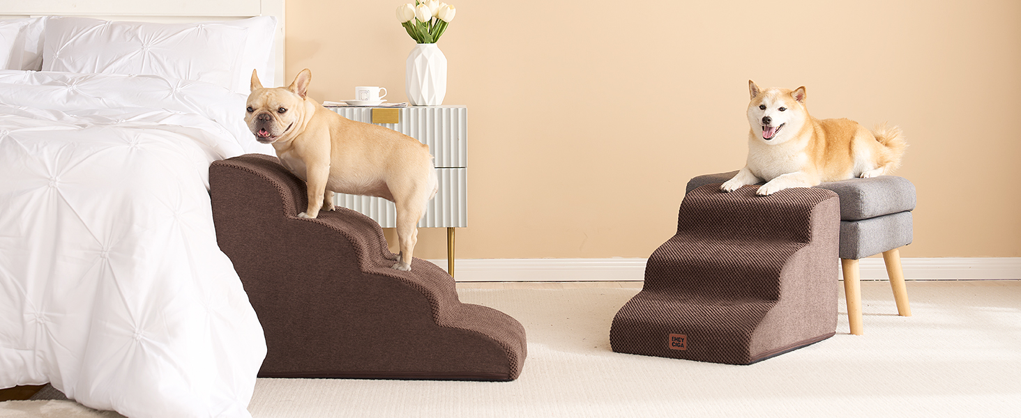 Сходинки для собак EHEYCIGA: компактні, 40 см, для маленьких собак, 3 сходинки, з миючим покриттям, сірі (T 72 x B 40 x H 50 см, коричневі)