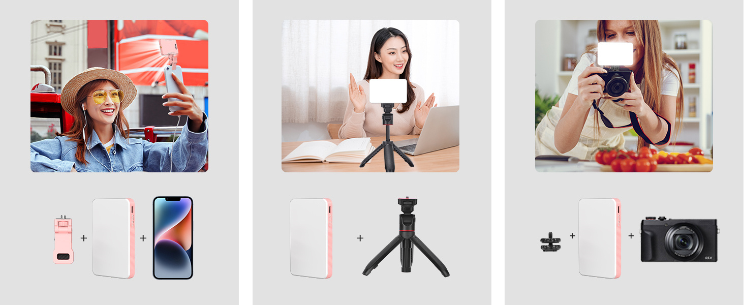 LED-відеолампа Newmowa NMW-80AI для селфі, TikTok, макіяжу та відеоконференцій (рожева)